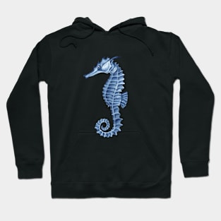 Blue watercolor seahorse. Hoodie